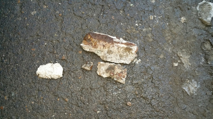 Some of the concrete which fell from the Gardiner Expressway and damaged a person's van.