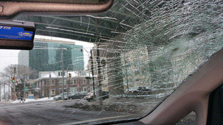 The falling concrete smashed the windshield of Huma Siddiqui's Honda Odyssey.