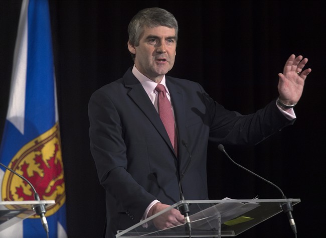 Nova Scotia Premier Stephen McNeil delivers his state of the province address to the Chamber of Commerce in Halifax on Wednesday, Feb. 11, 2015 . 
