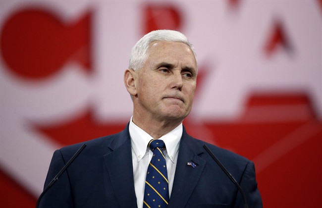 Indiana Gov. Mike Pence pauses while speaking at the Conservative Political Action Conference (CPAC) Friday, Feb. 27, 2015.