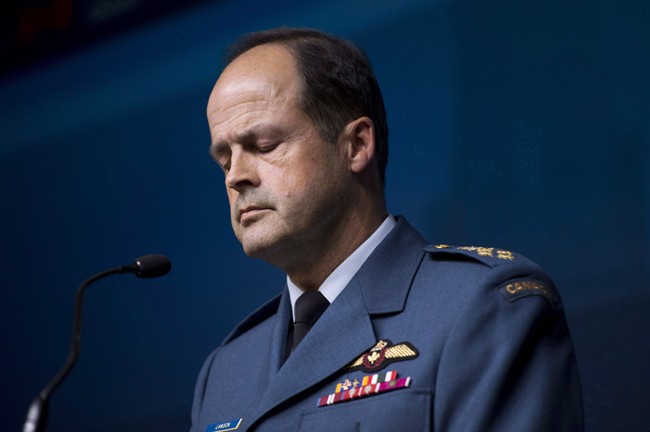 General Tom Lawson, chief of the defence staff speaks to reporters in Ottawa on Thursday, Oct. 23, 2014. 