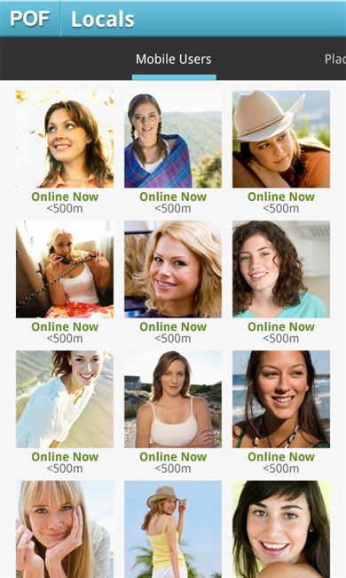 A screenshot of the Android version of the PlentyOfFish app.