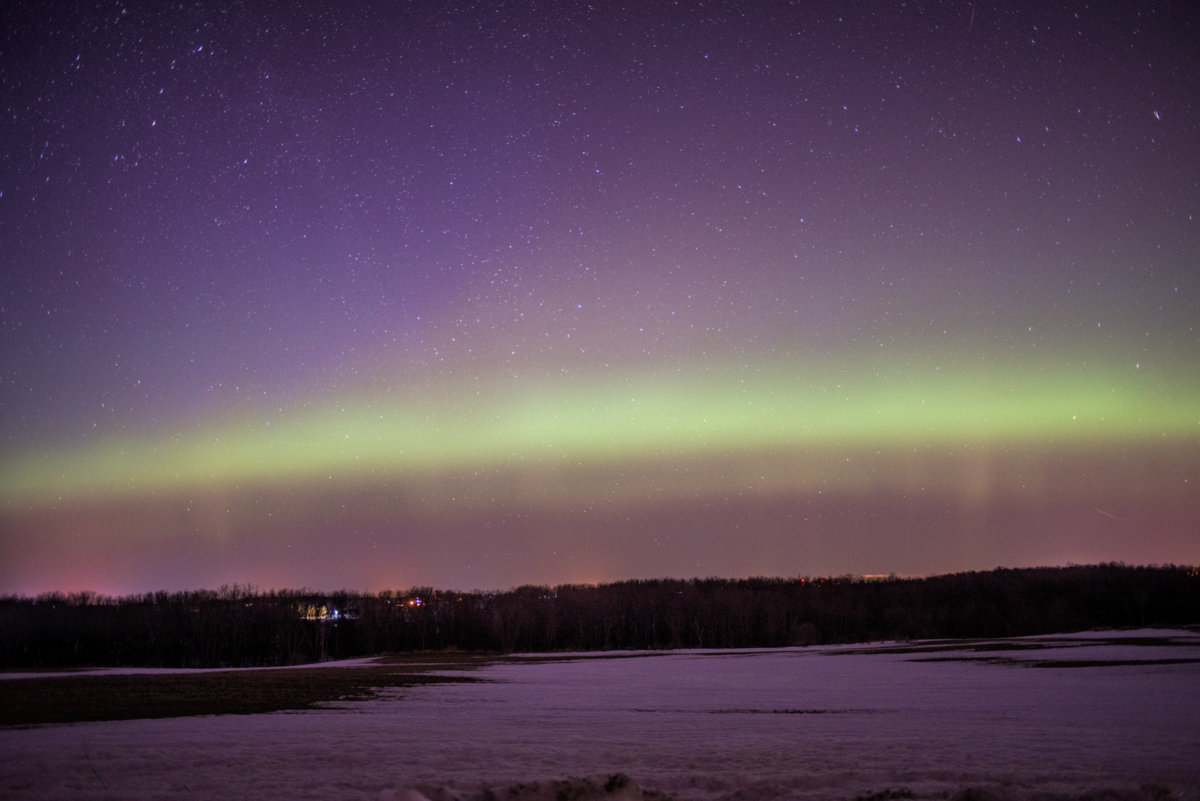 The northern lights as seen north of London, Ontario.