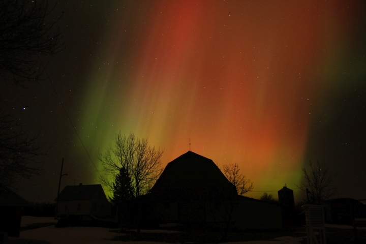 The northern lights as seen 27 km northwest of Lucky Lake, Saskatchewan.