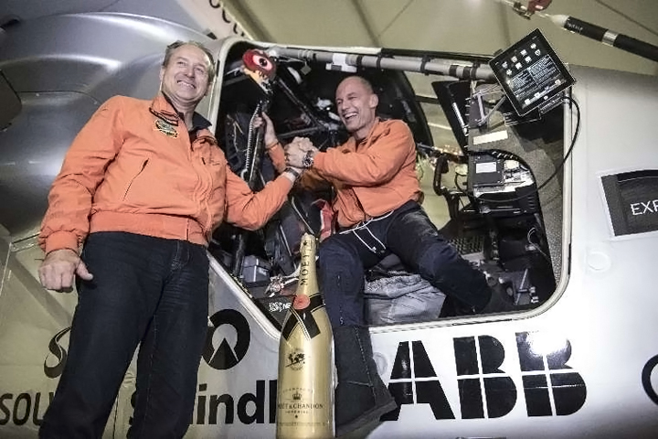 Solar-powered plane lands in China on historic round the-world flight - image