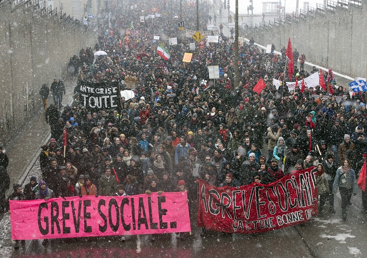 Student protesters in Montreal on Saturday, March 21, 2015.