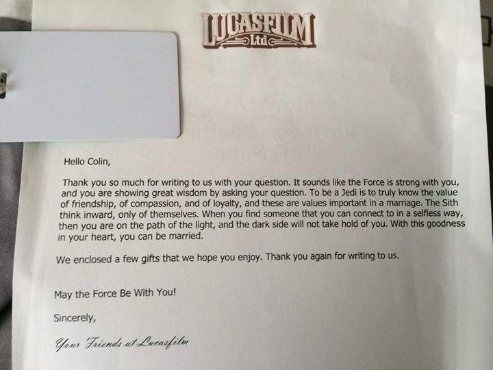 colin letter to george lucas