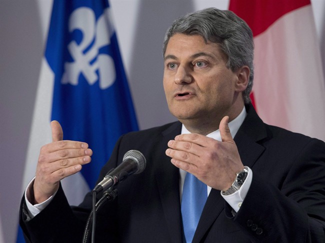 Coalition Avenir Quebec MNA Gerard Deltell announces he's quitting the CAQ and joining the Conservative Party of Canada for the upcoming federal election, Tuesday, April 7, 2015 in Quebec City.