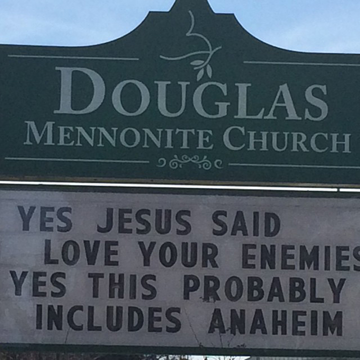 Winnipeg Jets Douglas Mennonite Church sign