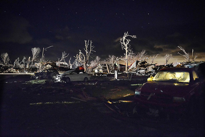 Damage after a tornado struck the small town of Fairdale Ill. the night of Thursday, April 9, 2015.