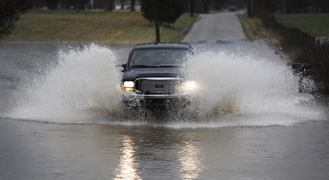 Driving through floodwaters can be dangerous.