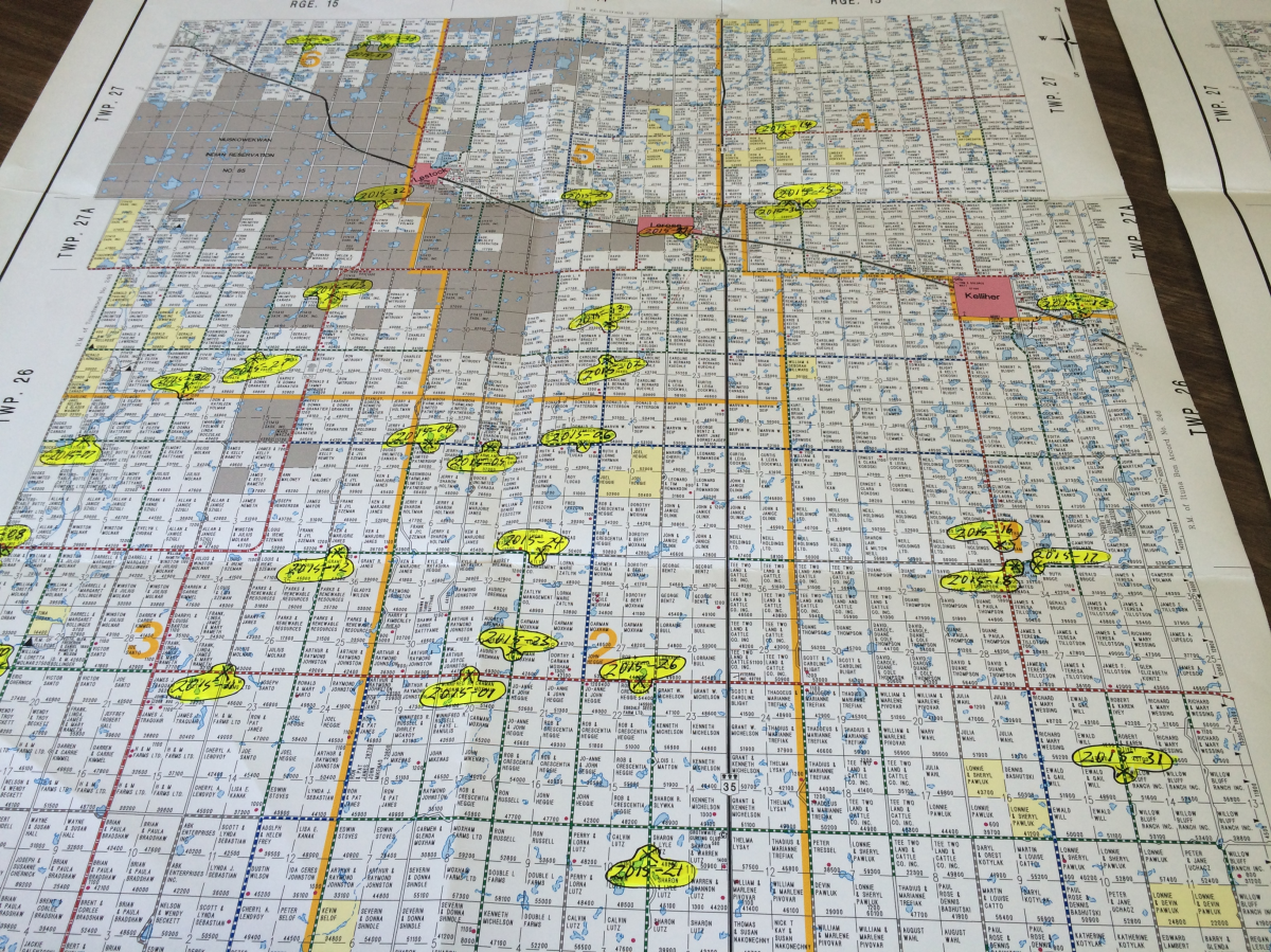 Map of flooded areas in the RM of Kellross