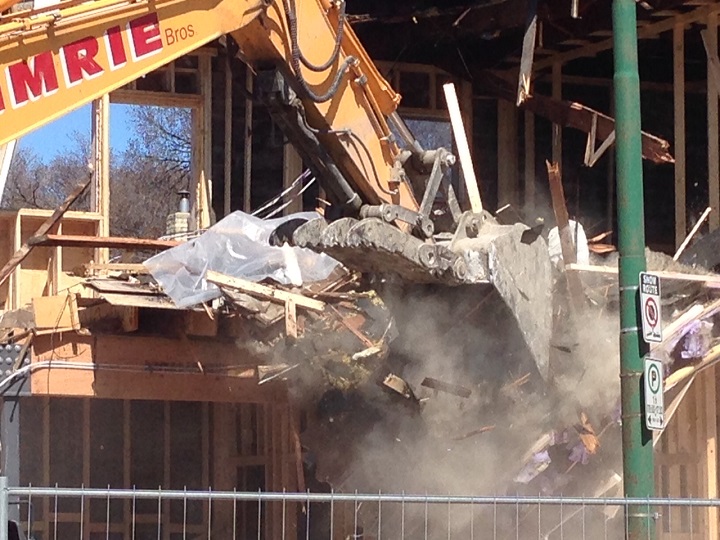 Machines ripped into the 110 year old building at Sargent Avenue and Langside Street, which owner Sal Infantino says he was trying to convert into apartment suites and rental space.