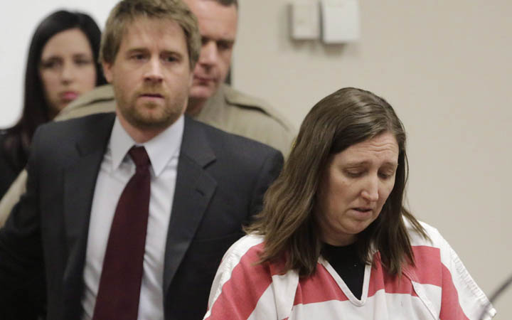 Megan Huntsman arrives in court in Provo, Utah on Thursday, Feb. 12, 2015.