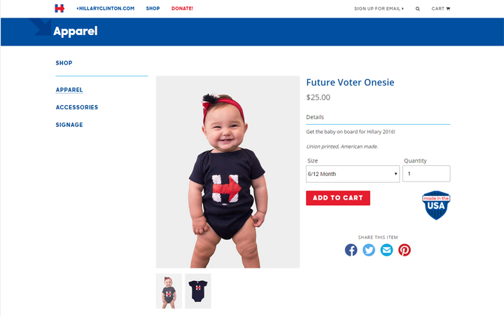 Hillary Clinton launched her web store on Tuesday
