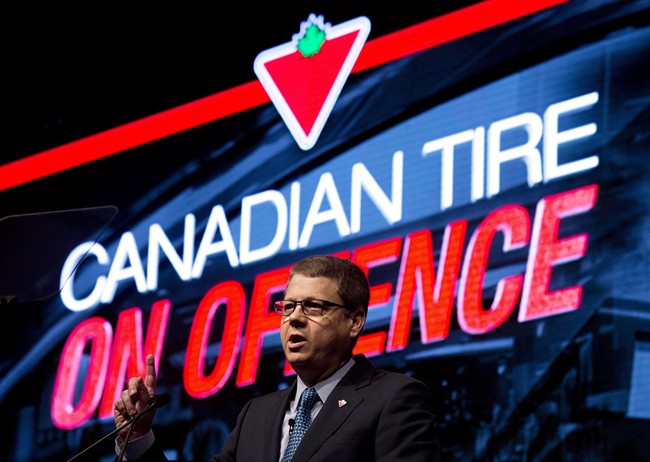 Canadian Tire's Michael Medline speaks at the company's annual meeting in Toronto in May.