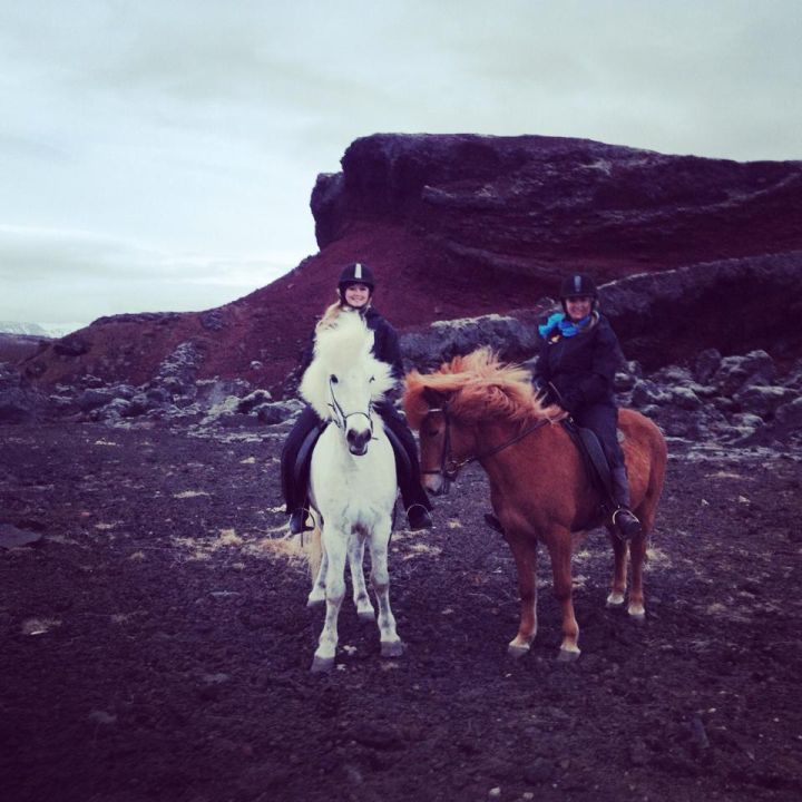 Quinn Campbell and a friend horseback riding in Iceland.