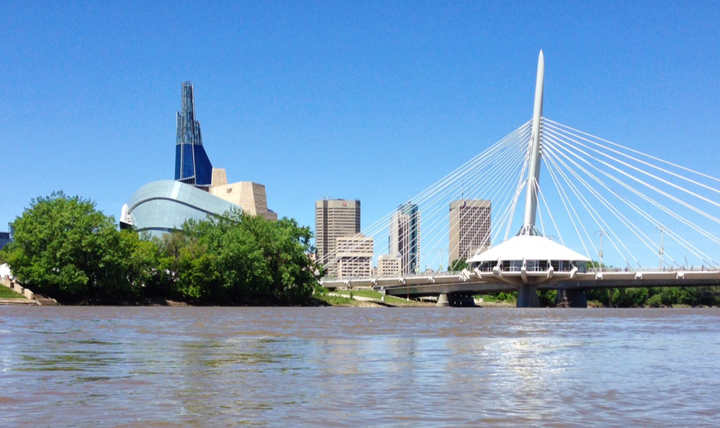 Winnipeg skyline 2014 Canadian Museum for Human Rights Esplanade Riel