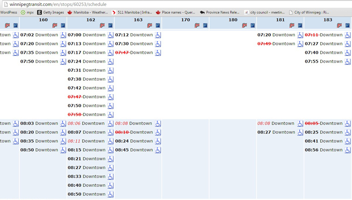 Winnipeg Transit cancellations