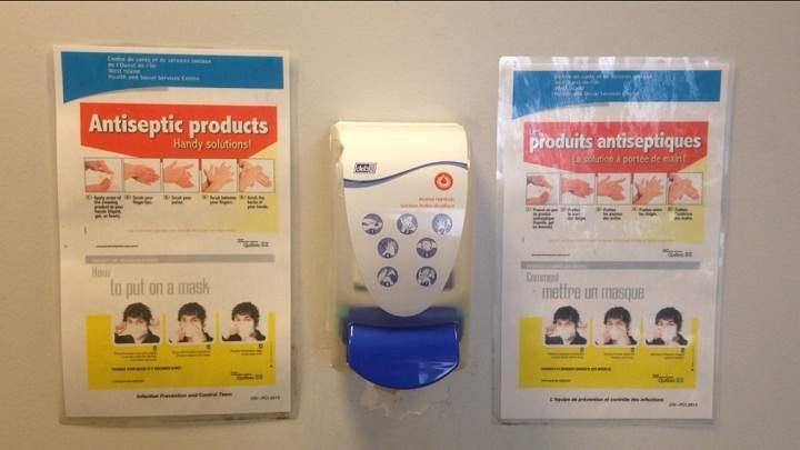 A glimpse of antiseptic products used by healthcare workers.