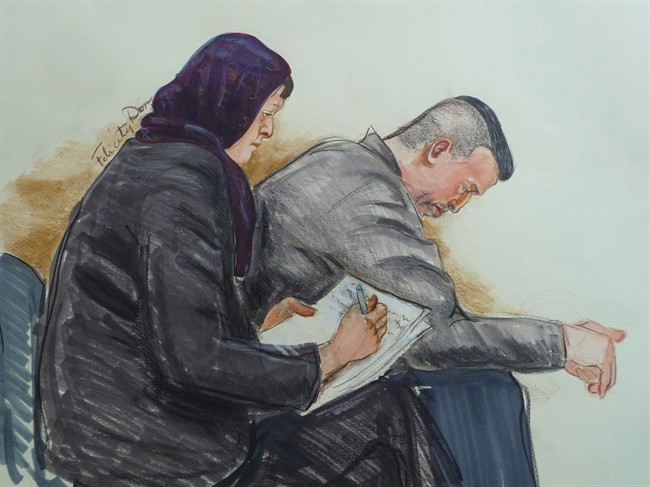 FILE PHOTO: John Nuttall and Amanda Korody are seen in an artist's sketch at court in Vancovuer on Friday, May 29, 2015.