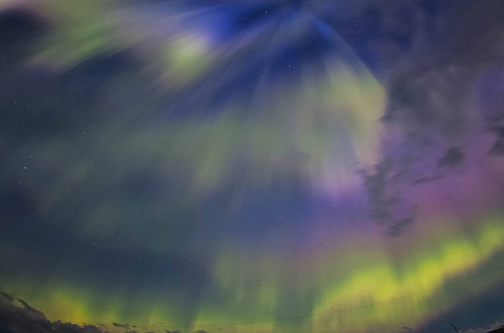 The northern lights erupt over Melville, Saskatchewan on the night of June 22-23 2015.