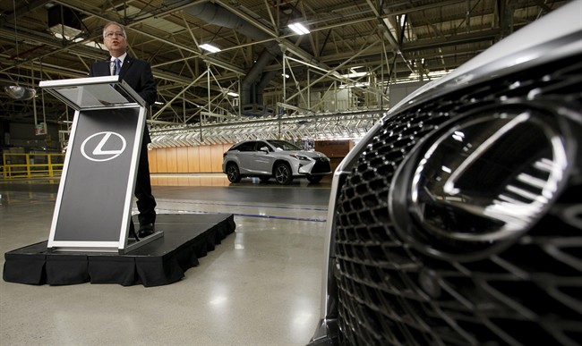 Gary Goodyear, minister of state responsible for the Federal Economic Development Agency for Southern Ontario, speaks at Toyota's Cambridge, Ont. facility in July.