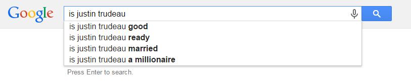‘Is Stephen Harper a lump?’: What Google autocomplete tells us about Harper, Trudeau, Mulcair - image