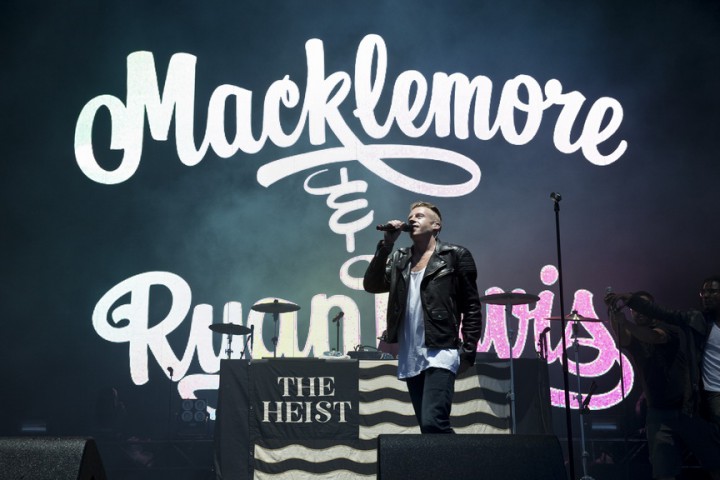 Macklemore & Ryan Lewis on stage at Osheaga in 2013.