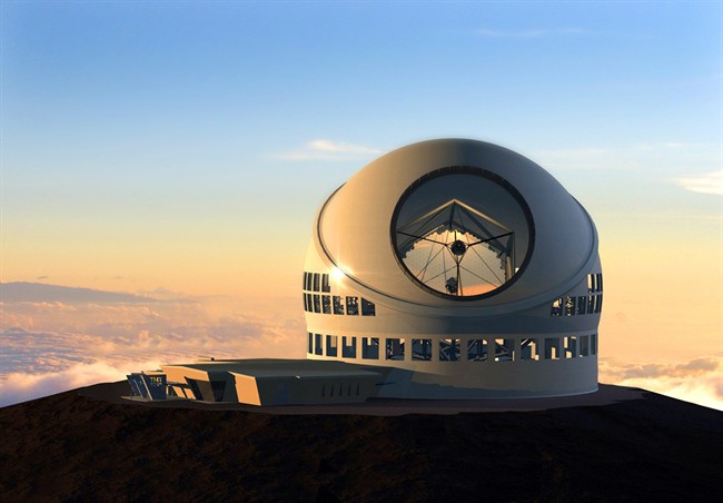 An artist’s rendering of the proposed Thirty Meter Telescope, planned to be built atop Mauna Kea, a large dormant volcano in Hilo on the Big Island of Hawaii in Hawaii.