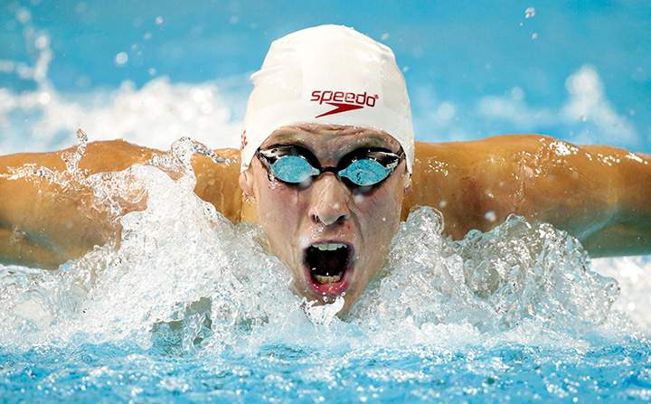 Canada’s Alec Page competes during the men’s preliminary 200-meter butterfly swimming event at the Pan Am Games on Tuesday, July 14, 2015, in Toronto.