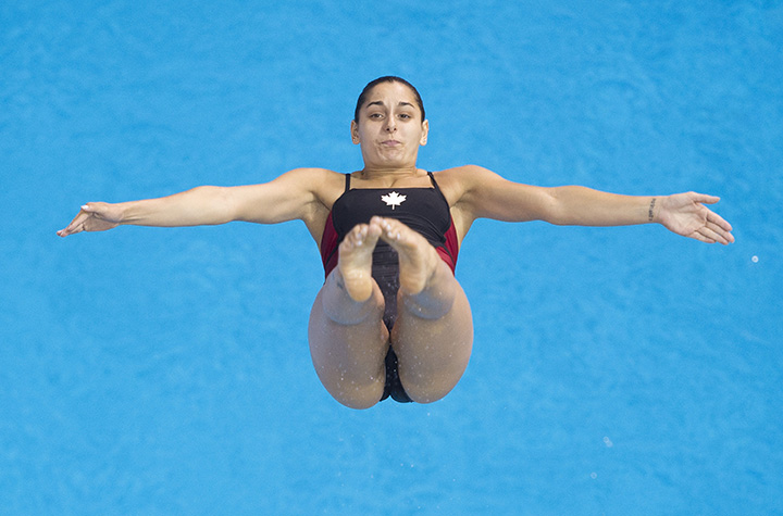 Pamela Ware of Canada competes in the Women’s 3M Springboard finals at the 2015 Pan American Games in Toronto on July 12, 2015.