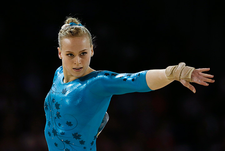 Canada’s Ellie Black performs the floor exercise during women’s artistic gymnastics all-around competition in the Pan Am Games in Toronto on Monday, July 13, 2015.