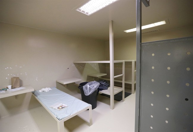 The Waller County jail cell where Sandra Bland was found dead is seen Wednesday, July 22, 2015, in Hempstead, Texas. Bland was arrested and taken to the jail about 100 kilometres northwest of Houston on July 10 and found dead July 13. Officials say Bland hanged herself with a plastic garbage bag in her jail cell, which her family and supporters dispute.