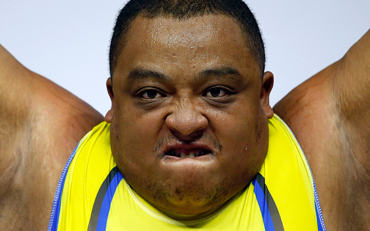 Fernando Salas Manguis of Ecuador competes in the men’s +105 weightlifting final on Day 5 of the Toronto 2015 Pan Am Games on July 15, 2015.