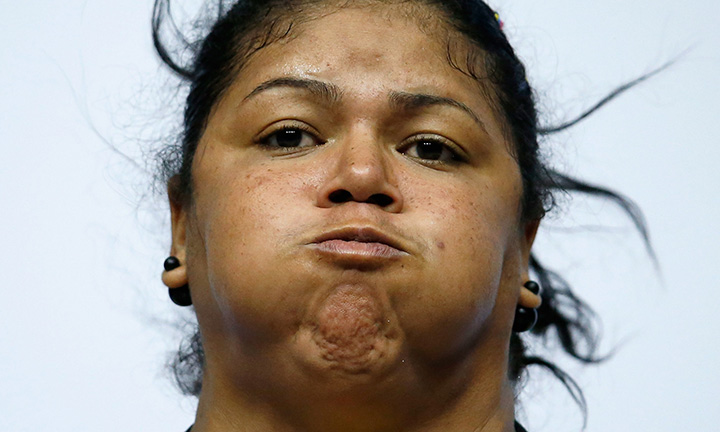 Yaniuska Espinosa of Venezuela competes in the women’s +75kg weightlifting final on Day 5 of the Toronto 2015 Pan Am Games on July 15, 2015.