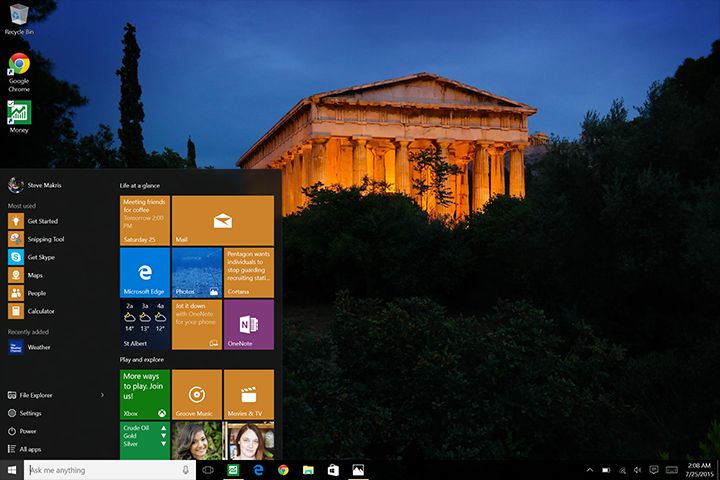 Windows 10 brings back the popular Start button with more user-friendly features.
