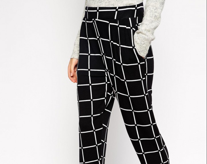 ASOS Jersey peg trousers in grid check