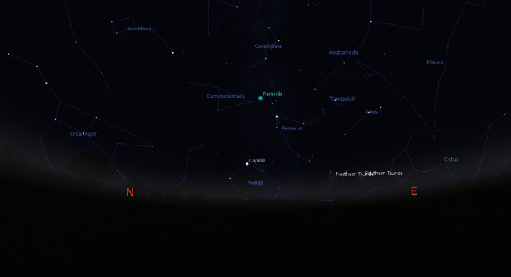 The location of the Perseid meteor shower