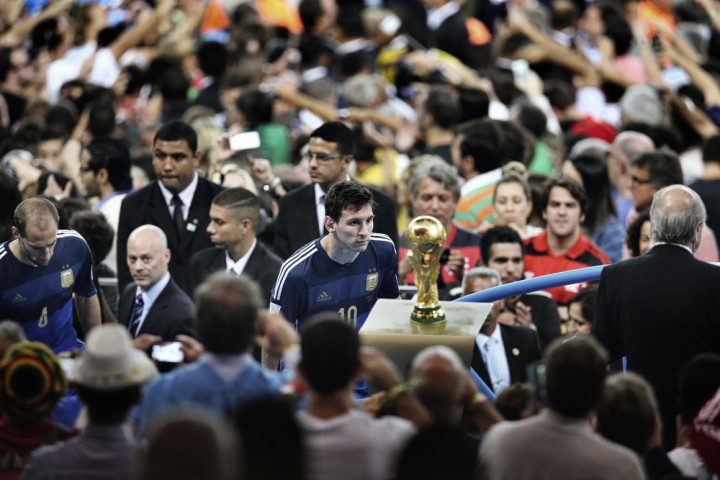 A photo from the FIFA World Cup taken by China's Bao Tailiang won first prize in the World Press Photo 2015 sports category.