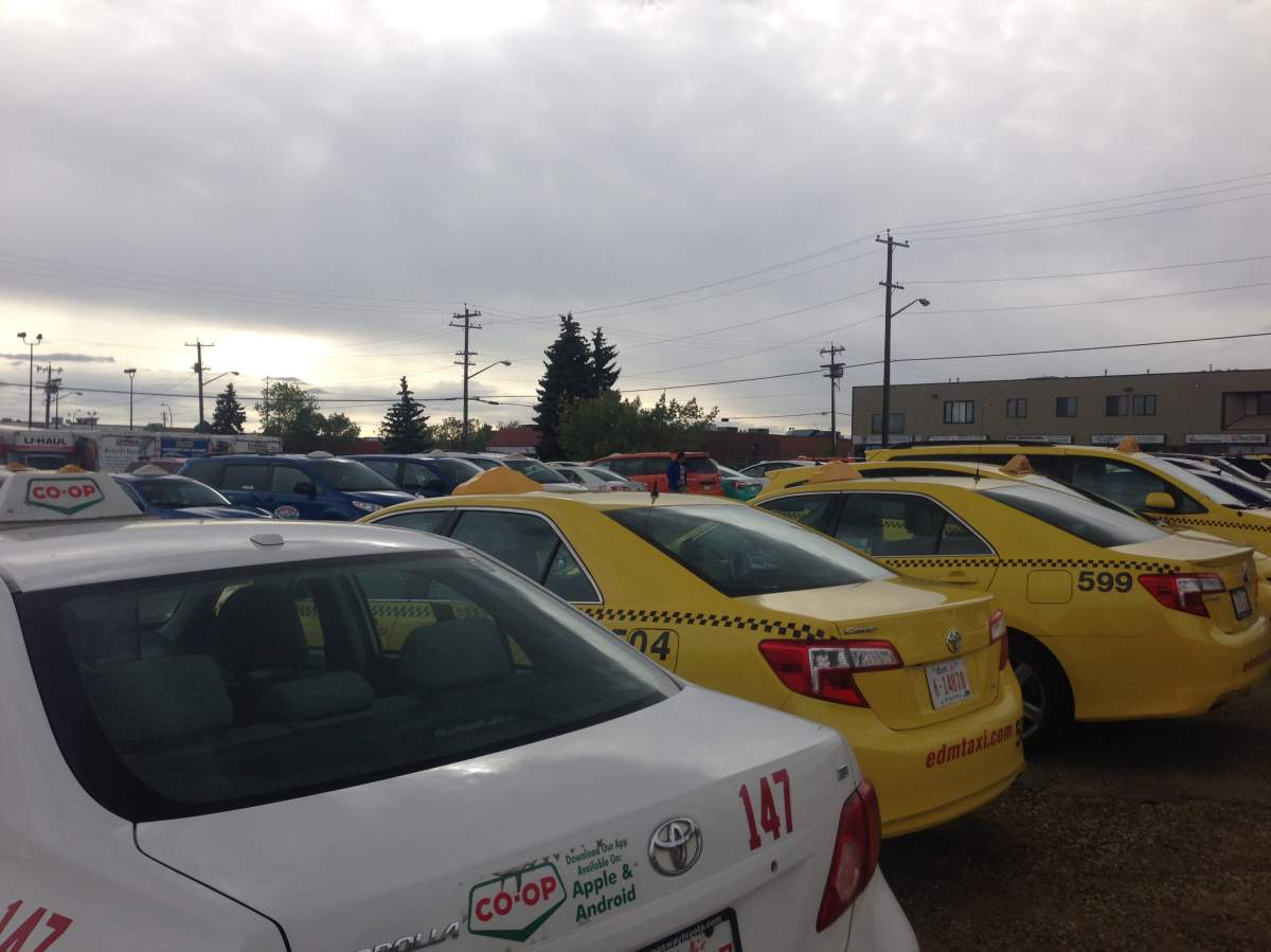 A 2015 file photo of taxis in Edmonton.