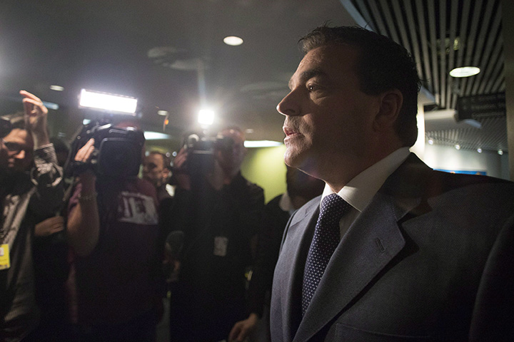 Toronto City Councillor Giorgio Mammoliti scrums with the media outside Mayor Rob Ford's office in Toronto on Thursday November 14, 2013. 