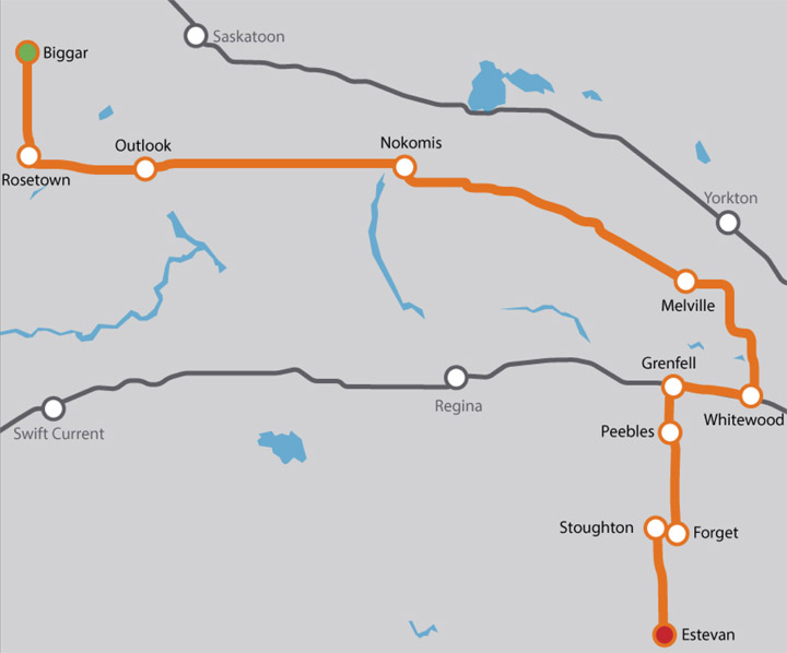 A giant-size move from Biggar to Estevan is underway for a piece of SaskPower equipment needed for the carbon capture process.