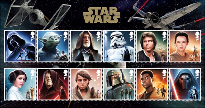 Star Wars stamps produced by Britain's Royal Mail will be available to the public Oct. 20, 2015.