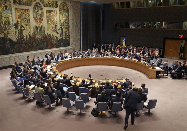 FILE - In this July 20, 2015 file photo, members of the Security Council vote at United Nations headquarters. (AP Photo/Seth Wenig, File).