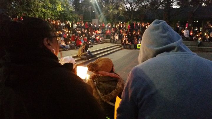 Hundred gather in candlelight for Sisters in Spirit vigil