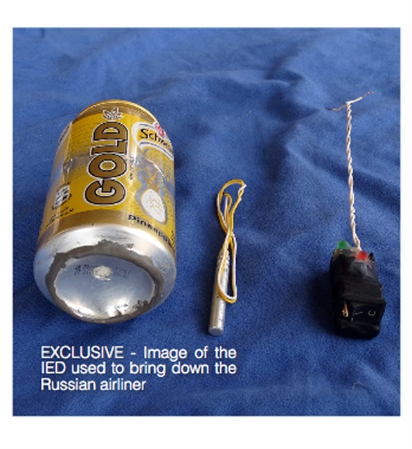 This undated image made available in the Islamic State's English-language magazine Dabiq, Wednesday, Nov. 18, 2015, claims to show the bomb that was used to blow up a Metrojet passenger plane.