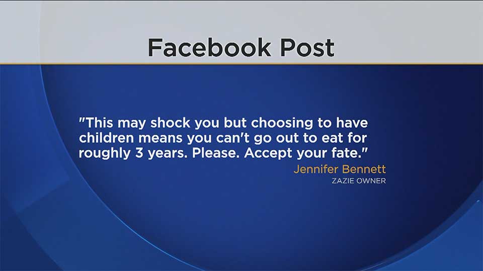 An anti-toddler Facebook tirade intended to be private has blown up in the face of well-known San Francisco restaurant owner Jen Bennett.