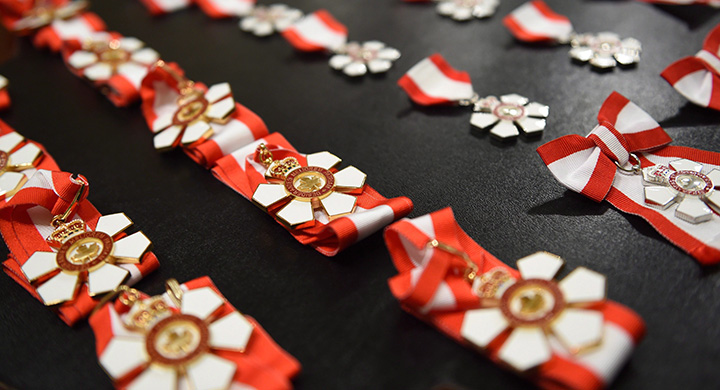 The Order of Canada medals are displayed during an investiture ceremony at Rideau Hall in Ottawa on Wednesday, September 23, 2015.