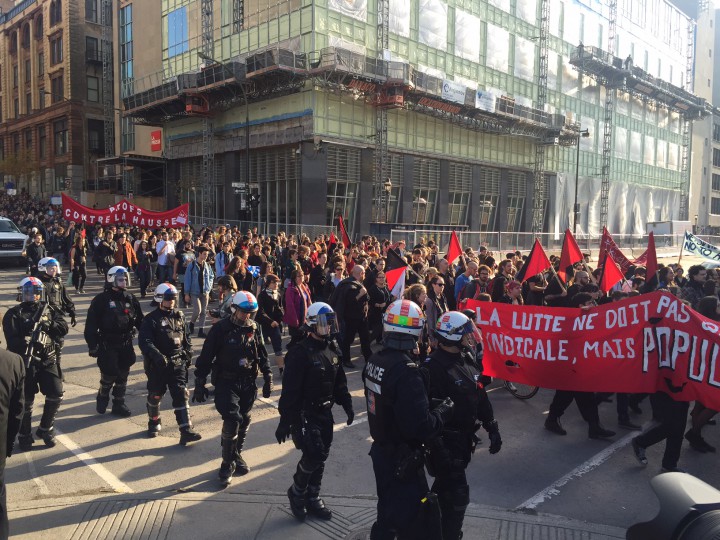 Students march to protest austerity in Quebec, Thursday, November 5, 2015.
